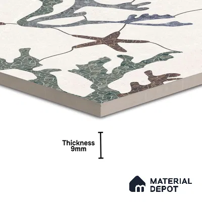 Patterned Look Floor & Wall Tile TL 06155 Alpha 2 ft x 2 ft Glitter Glossy Finish Vitrified Tile - 9 mm | Suitable For Living Room, Dining, Bathroom & Kitchen | Please Expect a Slight Variation of Pattern & Random Designs (Sample)