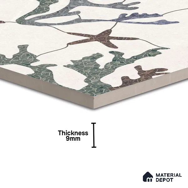 Patterned Look Floor & Wall Tile TL 06155 Alpha 2 ft x 2 ft Glitter Glossy Finish Vitrified Tile - 9 mm | Suitable For Living Room, Dining, Bathroom & Kitchen | Please Expect a Slight Variation of Pattern & Random Designs (Sample)