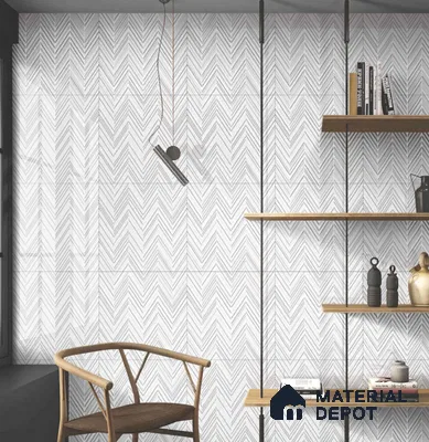 Moroccan Look Floor & Wall Tile TL 06157 Zig Zag Light 2 ft x 2 ft Glitter Glossy Finish Vitrified Tile - 9 mm  | Suitable For Living Room, Dining, Bathroom & Kitchen | Please Expect a Slight Variation of Pattern (Sample)