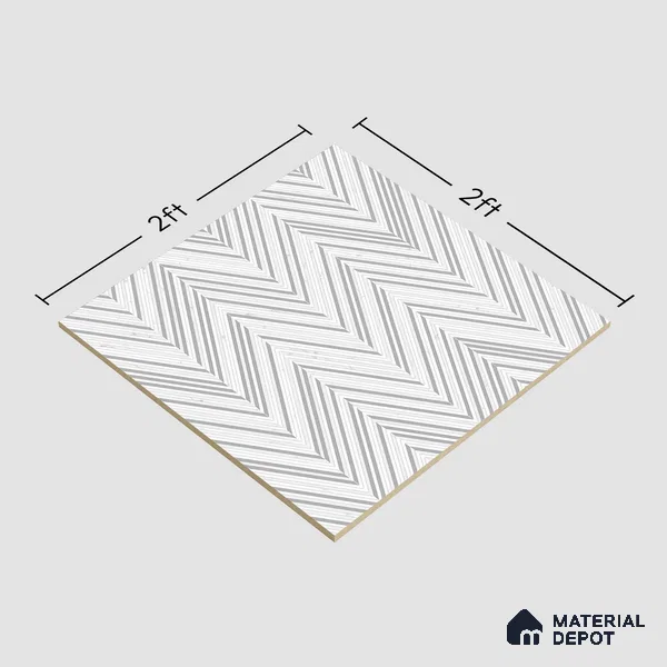 Moroccan Look Floor & Wall Tile TL 06157 Zig Zag Light 2 ft x 2 ft Glitter Glossy Finish Vitrified Tile - 9 mm  | Suitable For Living Room, Dining, Bathroom & Kitchen | Please Expect a Slight Variation of Pattern (Sample)