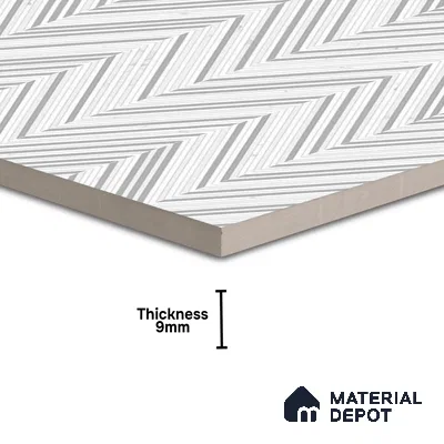 Moroccan Look Floor & Wall Tile TL 06157 Zig Zag Light 2 ft x 2 ft Glitter Glossy Finish Vitrified Tile - 9 mm  | Suitable For Living Room, Dining, Bathroom & Kitchen | Please Expect a Slight Variation of Pattern (Sample)