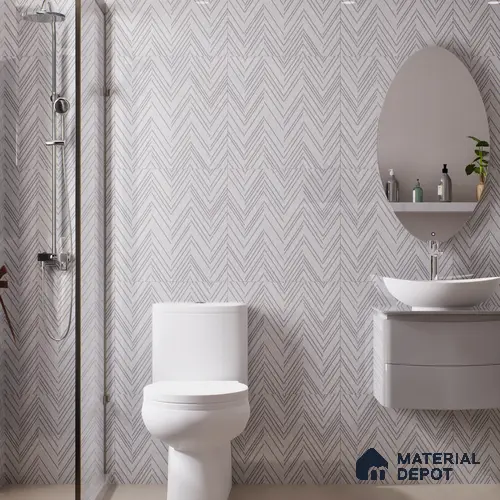 Moroccan Look Floor & Wall Tile TL 06157 Zig Zag Light 2 ft x 2 ft Sinker Finish Vitrified Tile - 9 mm | Suitable For Living Room, Dining, Bathroom & Kitchen | Please Expect a Slight Variation of Pattern