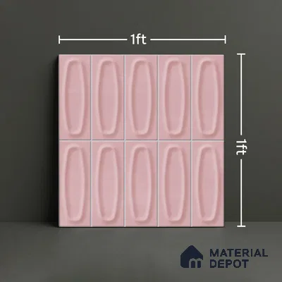 Geometric Wall Tile TL 05752 B Tones Coral Pink 1 ft x 1 ft Ceramic Matte Finish - 9 mm | Suitable for Living Room, Bedroom, Kitchen, Bathroom | Please Expect a Slight Variation of Pattern (Sample)