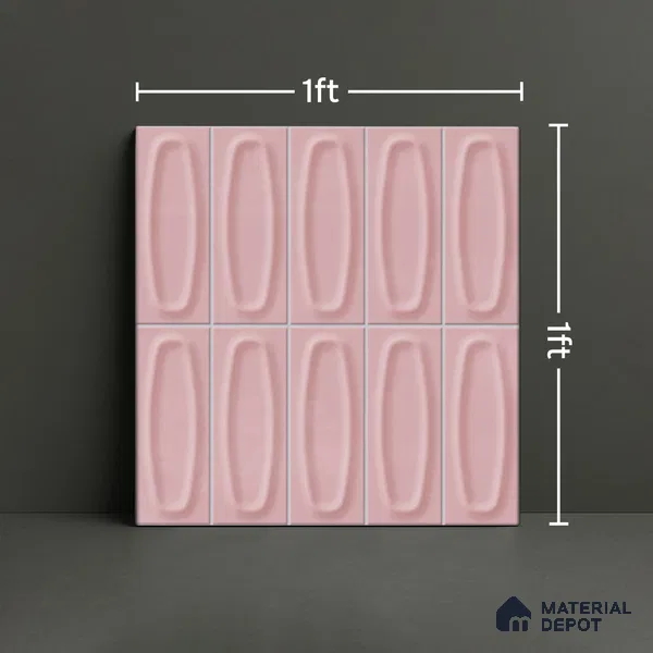 Geometric Wall Tile TL 05752 B Tones Coral Pink 1 ft x 1 ft Ceramic Matte Finish - 9 mm | Suitable for Living Room, Bedroom, Kitchen, Bathroom | Please Expect a Slight Variation of Pattern (Sample)