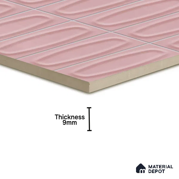 Geometric Wall Tile TL 05752 B Tones Coral Pink 1 ft x 1 ft Ceramic Matte Finish - 9 mm | Suitable for Living Room, Bedroom, Kitchen, Bathroom | Please Expect a Slight Variation of Pattern (Sample)