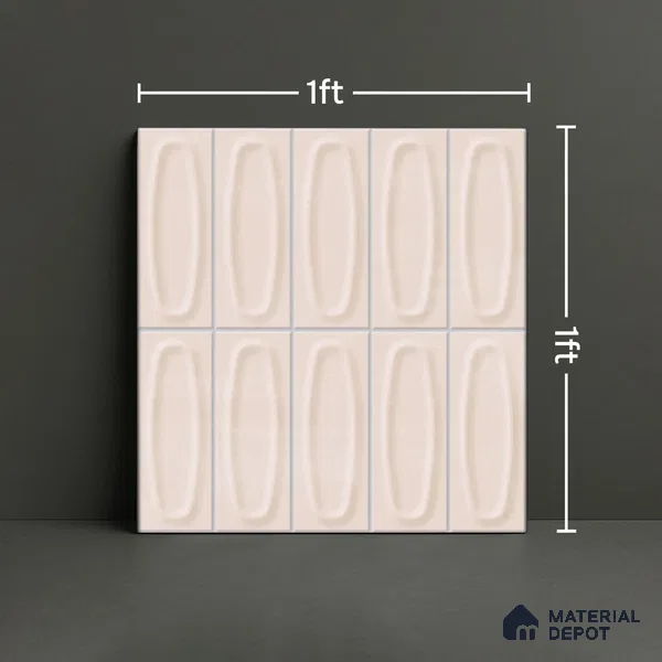 Geometric Wall Tile TL 05752 C Tones Coral Rose 1 ft x 1 ft Ceramic Matte Finish - 9 mm | Suitable for Living Room, Bedroom, Kitchen, Bathroom | Please Expect a Slight Variation of Pattern (Sample)