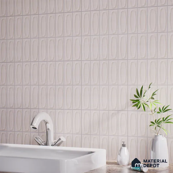 Geometric Wall Tile TL 05752 C Tones Coral Rose 1 ft x 1 ft Ceramic Matte Finish - 9 mm | Suitable for Living Room, Bedroom, Kitchen, Bathroom | Please Expect a Slight Variation of Pattern (Sample)