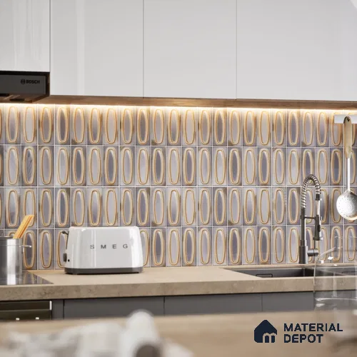 Faux Subway Wall Tile TL 05752 D Tones Coral Gray 1 ft x 1 ft Ceramic Glossy Finish - 9 mm | Suitable for Living Room, Bedroom, Kitchen, Bathroom | Please Expect a Slight Variation of Pattern