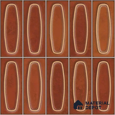 Geometric Wall Tile TL 05752 F Tones Coral Brown 1 ft x 1 ft Ceramic Glossy Finish - 9 mm | Suitable for Living Room, Bedroom, Kitchen, Bathroom | Please Expect a Slight Variation of Pattern (Sample)