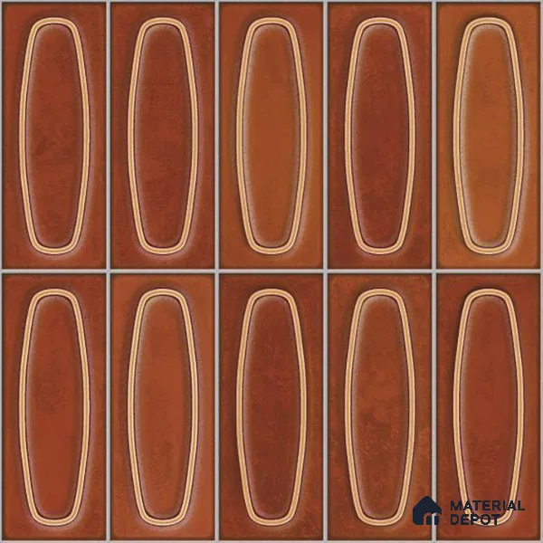 Geometric Wall Tile TL 05752 F Tones Coral Brown 1 ft x 1 ft Ceramic Glossy Finish - 9 mm | Suitable for Living Room, Bedroom, Kitchen, Bathroom | Please Expect a Slight Variation of Pattern (Sample)