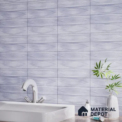 Geometric Wall Tile TL 05749 D Tones Irish Blue 1 ft x 1 ft Ceramic Glossy Finish - 9 mm | Suitable for Living Room, Bedroom, Kitchen, Bathroom | Please Expect a Slight Variation of Pattern (Sample)