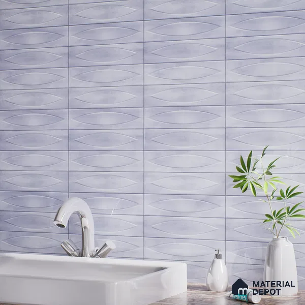 Geometric Wall Tile TL 05749 D Tones Irish Blue 1 ft x 1 ft Ceramic Glossy Finish - 9 mm | Suitable for Living Room, Bedroom, Kitchen, Bathroom | Please Expect a Slight Variation of Pattern (Sample)