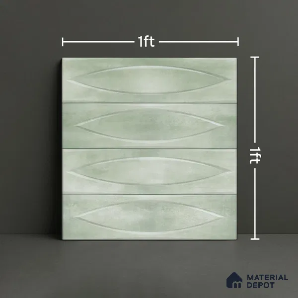 Geometric Wall Tile TL 05749 Tones Irish jade 1 ft x 1 ft Ceramic Glossy Finish - 9 mm | Suitable for Living Room, Bedroom, Kitchen, Bathroom | Please Expect a Slight Variation of Pattern (Sample)