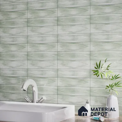 Geometric Wall Tile TL 05749 Tones Irish jade 1 ft x 1 ft Ceramic Glossy Finish - 9 mm | Suitable for Living Room, Bedroom, Kitchen, Bathroom | Please Expect a Slight Variation of Pattern (Sample)