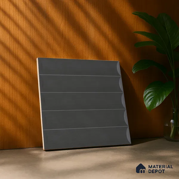 Faux Subway Wall Tile TL 05753 D Tones Ridge Black 1 ft x 1 ft Ceramic Matte Finish - 9 mm | Suitable For Kitchen, Bathroom, Dining Area | Please Expect a Slight Variation of Pattern