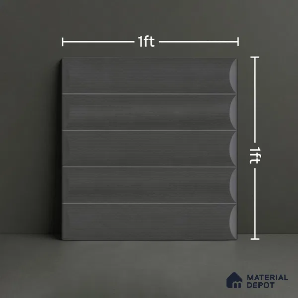Faux Subway Wall Tile TL 05753 D Tones Ridge Black 1 ft x 1 ft Ceramic Matte Finish - 9 mm | Suitable For Kitchen, Bathroom, Dining Area | Please Expect a Slight Variation of Pattern