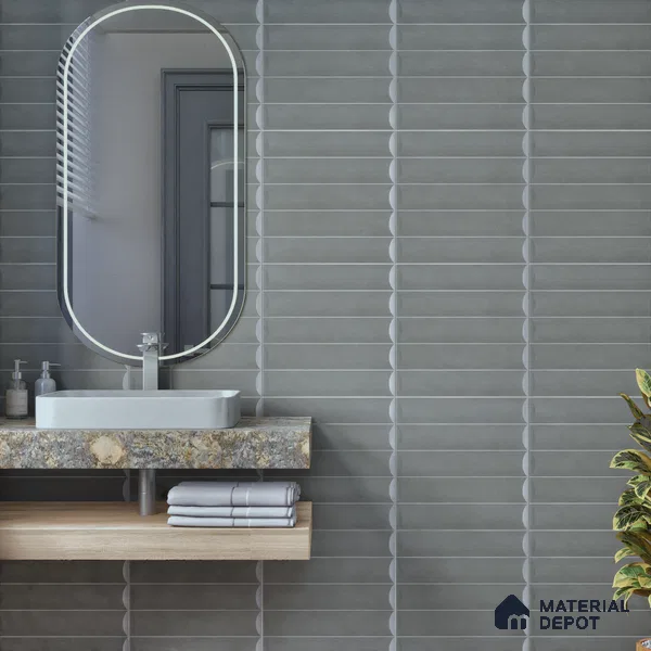 Faux Subway Wall Tile TL 05753 D Tones Ridge Black 1 ft x 1 ft Ceramic Matte Finish - 9 mm | Suitable For Kitchen, Bathroom, Dining Area | Please Expect a Slight Variation of Pattern