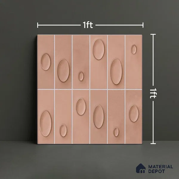 Patterned Wall Tile TL 05750 B Tones Tron Cipria 1 ft x 1 ft Ceramic Glossy Finish - 9 mm | Suitable for Living Room, Bedroom, Kitchen, Bathroom | Please Expect a Slight Variation of Pattern