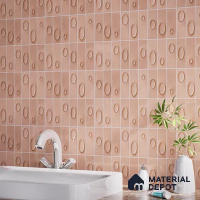 Patterned Wall Tile TL 05750 B Tones Tron Cipria 1 ft x 1 ft Ceramic Glossy Finish - 9 mm | Suitable for Living Room, Bedroom, Kitchen, Bathroom | Please Expect a Slight Variation of Pattern