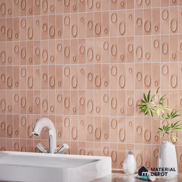 Patterned Wall Tile TL 05750 B Tones Tron Cipria 1 ft x 1 ft Ceramic Glossy Finish - 9 mm | Suitable for Living Room, Bedroom, Kitchen, Bathroom | Please Expect a Slight Variation of Pattern