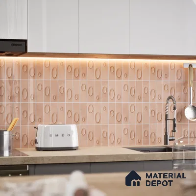 Patterned Wall Tile TL 05750 B Tones Tron Cipria 1 ft x 1 ft Ceramic Glossy Finish - 9 mm | Suitable for Living Room, Bedroom, Kitchen, Bathroom | Please Expect a Slight Variation of Pattern