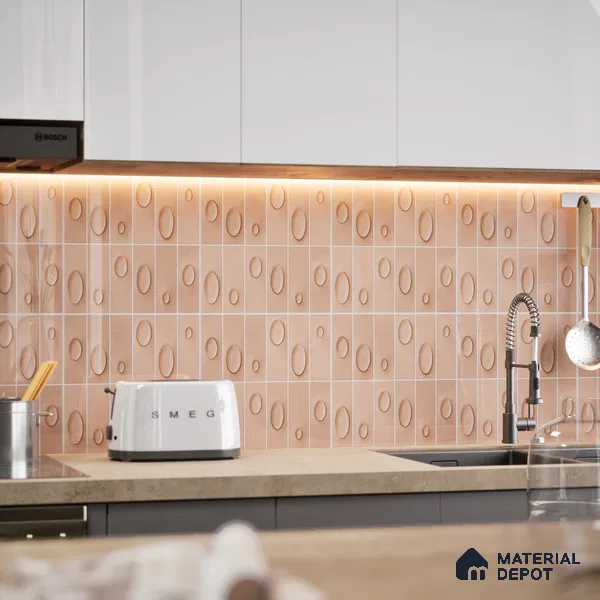 Patterned Wall Tile TL 05750 B Tones Tron Cipria 1 ft x 1 ft Ceramic Glossy Finish - 9 mm | Suitable for Living Room, Bedroom, Kitchen, Bathroom | Please Expect a Slight Variation of Pattern