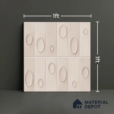 Patterned Wall Tile TL 05750 C Tones Tron Crema 1 ft x 1 ft Ceramic Glossy Finish - 9 mm | Suitable for Living Room, Bedroom, Kitchen, Bathroom | Please Expect a Slight Variation of Pattern