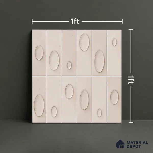 Patterned Wall Tile TL 05750 C Tones Tron Crema 1 ft x 1 ft Ceramic Glossy Finish - 9 mm | Suitable for Living Room, Bedroom, Kitchen, Bathroom | Please Expect a Slight Variation of Pattern