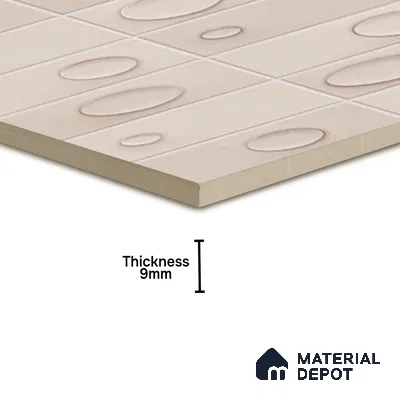 Patterned Wall Tile TL 05750 C Tones Tron Crema 1 ft x 1 ft Ceramic Glossy Finish - 9 mm | Suitable for Living Room, Bedroom, Kitchen, Bathroom | Please Expect a Slight Variation of Pattern