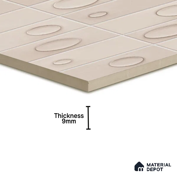 Patterned Wall Tile TL 05750 C Tones Tron Crema 1 ft x 1 ft Ceramic Glossy Finish - 9 mm | Suitable for Living Room, Bedroom, Kitchen, Bathroom | Please Expect a Slight Variation of Pattern