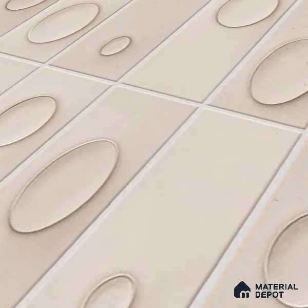 Patterned Wall Tile TL 05750 C Tones Tron Crema 1 ft x 1 ft Ceramic Glossy Finish - 9 mm | Suitable for Living Room, Bedroom, Kitchen, Bathroom | Please Expect a Slight Variation of Pattern