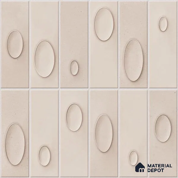 Patterned Wall Tile TL 05750 C Tones Tron Crema 1 ft x 1 ft Ceramic Glossy Finish - 9 mm | Suitable for Living Room, Bedroom, Kitchen, Bathroom | Please Expect a Slight Variation of Pattern