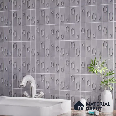 Patterned Wall Tile TL 05750 D Tones Tron Terra 1 ft x 1 ft Ceramic Glossy Finish - 9 mm | Suitable for Living Room, Bedroom, Kitchen, Bathroom | Please Expect a Slight Variation of Pattern