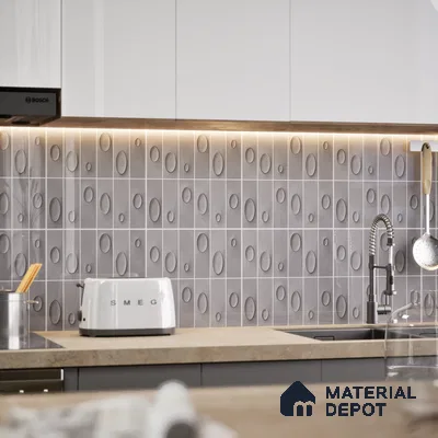 Patterned Wall Tile TL 05750 D Tones Tron Terra 1 ft x 1 ft Ceramic Glossy Finish - 9 mm | Suitable for Living Room, Bedroom, Kitchen, Bathroom | Please Expect a Slight Variation of Pattern