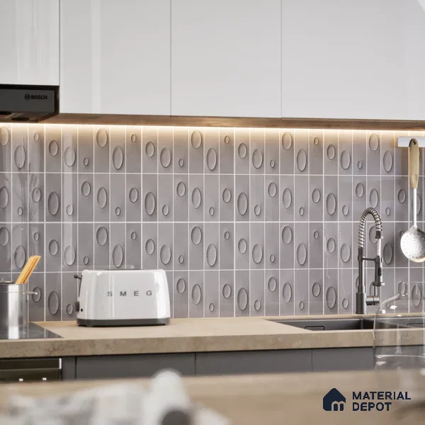 Patterned Wall Tile TL 05750 D Tones Tron Terra 1 ft x 1 ft Ceramic Glossy Finish - 9 mm | Suitable for Living Room, Bedroom, Kitchen, Bathroom | Please Expect a Slight Variation of Pattern