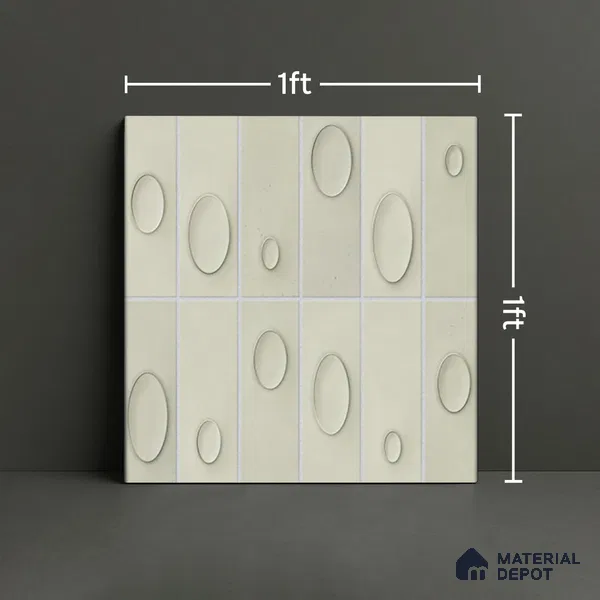 Geometric Wall Tile TL 05750 E Tones Tron Clay 1 ft x 1 ft Ceramic Glossy Finish - 9 mm | Suitable for Living Room, Bedroom, Kitchen, Bathroom | Please Expect a Slight Variation of Pattern (Sample)