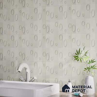 Geometric Wall Tile TL 05750 E Tones Tron Clay 1 ft x 1 ft Ceramic Glossy Finish - 9 mm | Suitable for Living Room, Bedroom, Kitchen, Bathroom | Please Expect a Slight Variation of Pattern (Sample)