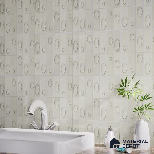 Patterned Wall Tile TL 05750 E Tones Tron Clay 1 ft x 1 ft Ceramic Glossy Finish - 9 mm | Suitable for Living Room, Bedroom, Kitchen, Bathroom | Please Expect a Slight Variation of Pattern