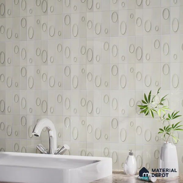 Geometric Wall Tile TL 05750 E Tones Tron Clay 1 ft x 1 ft Ceramic Glossy Finish - 9 mm | Suitable for Living Room, Bedroom, Kitchen, Bathroom | Please Expect a Slight Variation of Pattern (Sample)