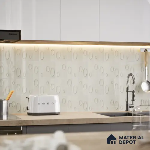 Patterned Wall Tile TL 05750 E Tones Tron Clay 1 ft x 1 ft Ceramic Glossy Finish - 9 mm | Suitable for Living Room, Bedroom, Kitchen, Bathroom | Please Expect a Slight Variation of Pattern