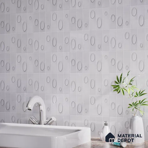 Patterned Wall Tile TL 05750 Tones Tron Titanio 1 ft x 1 ft Ceramic Glossy Finish - 9 mm | Suitable for Living Room, Bedroom, Kitchen, Bathroom | Please Expect a Slight Variation of Pattern