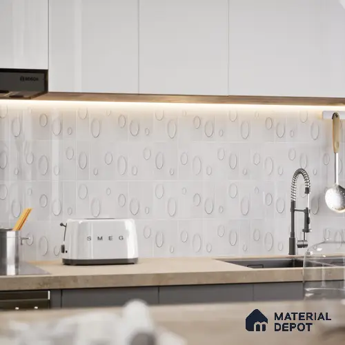 Patterned Wall Tile TL 05750 Tones Tron Titanio 1 ft x 1 ft Ceramic Glossy Finish - 9 mm | Suitable for Living Room, Bedroom, Kitchen, Bathroom | Please Expect a Slight Variation of Pattern