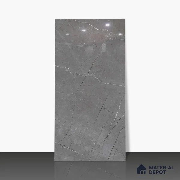 Marble Floor & Wall Tile TL 02198 Geriatric Grey 4 ft x 2 ft Glossy Finish Vitrified Tile - 9 mm (Random 5)
