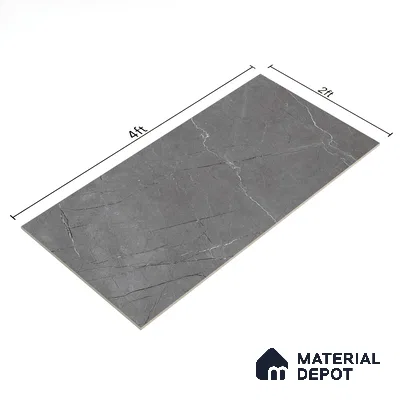 Marble Floor & Wall Tile TL 02198 Geriatric Grey 4 ft x 2 ft Glossy Finish Vitrified Tile - 9 mm (Random 5)