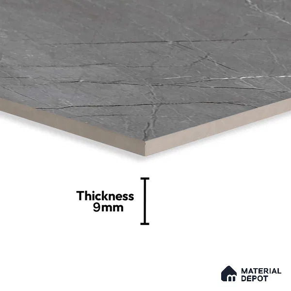 Marble Floor & Wall Tile TL 02198 Geriatric Grey 4 ft x 2 ft Glossy Finish Vitrified Tile - 9 mm (Random 5)