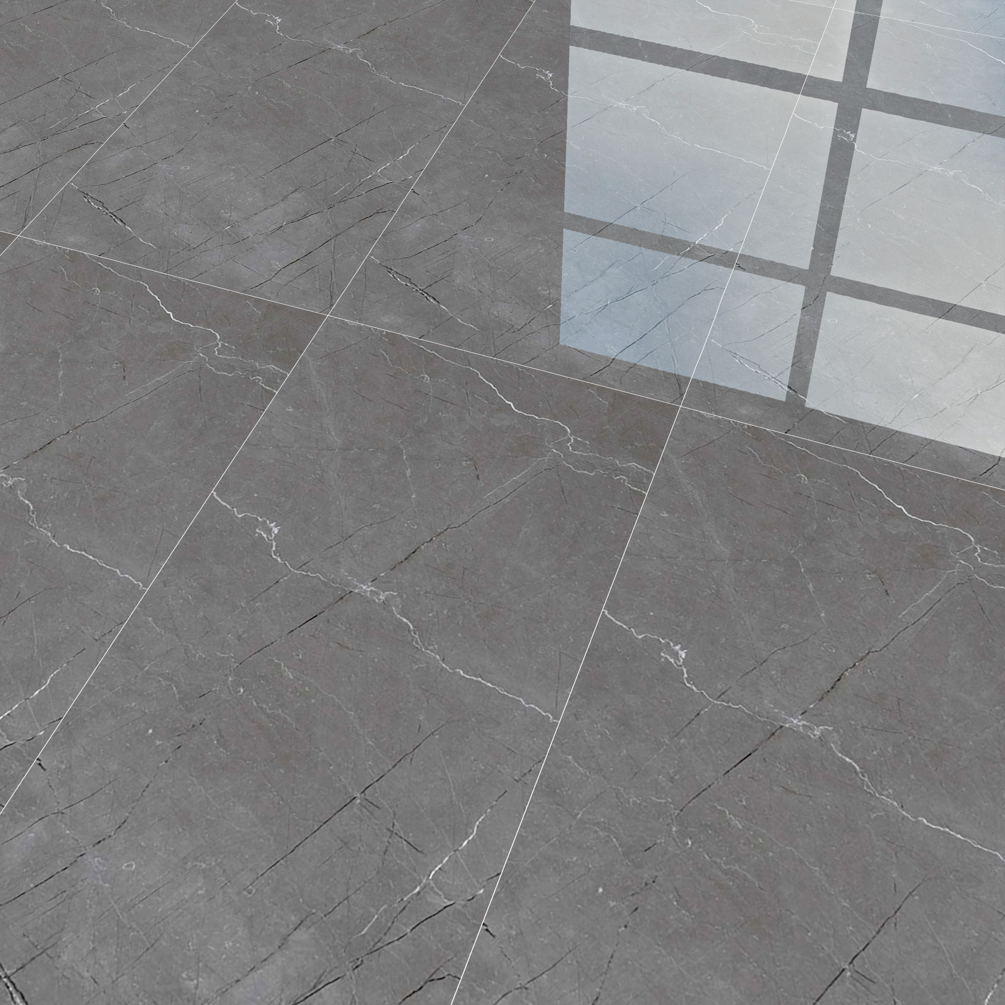 Marble Floor & Wall Tile TL 02198 Geriatric Grey 4 ft x 2 ft Glossy Finish Vitrified Tile - 9 mm (Random 5)