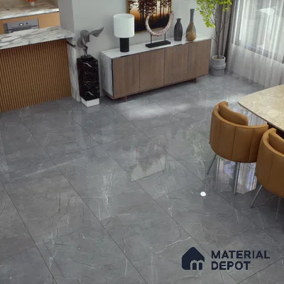 Marble Floor & Wall Tile TL 02198 Geriatric Grey 4 ft x 2 ft Glossy Finish Vitrified Tile - 9 mm (Random 5)