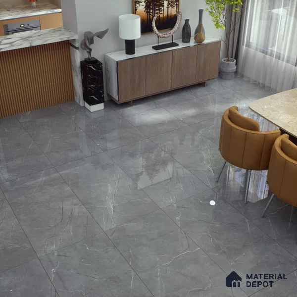 Marble Floor & Wall Tile TL 02198 Geriatric Grey 4 ft x 2 ft Glossy Finish Vitrified Tile - 9 mm (Random 5)