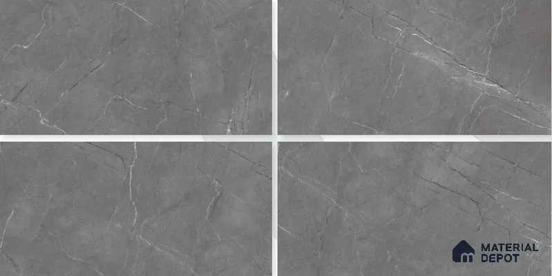 Marble Floor & Wall Tile TL 02198 Geriatric Grey 4 ft x 2 ft Glossy Finish Vitrified Tile - 9 mm (Random 5)