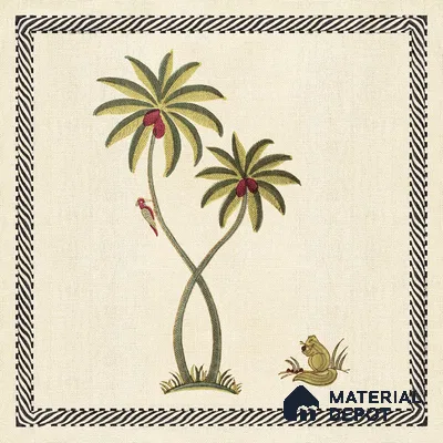 Handmade Third Fired Moroccan Wall Tile TL 13004 F Twin Palms 300x300 mm Embossed Glue Matte Finish Ceramic Rajasthani Series Tile - 9 mm